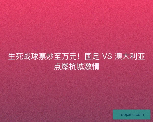 生死战球票炒至万元！国足 VS 澳大利亚点燃杭城激情